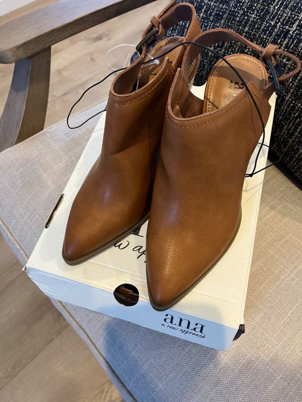a.n.a Cognac Brown Western Slingback Booties | Size 7.5 M